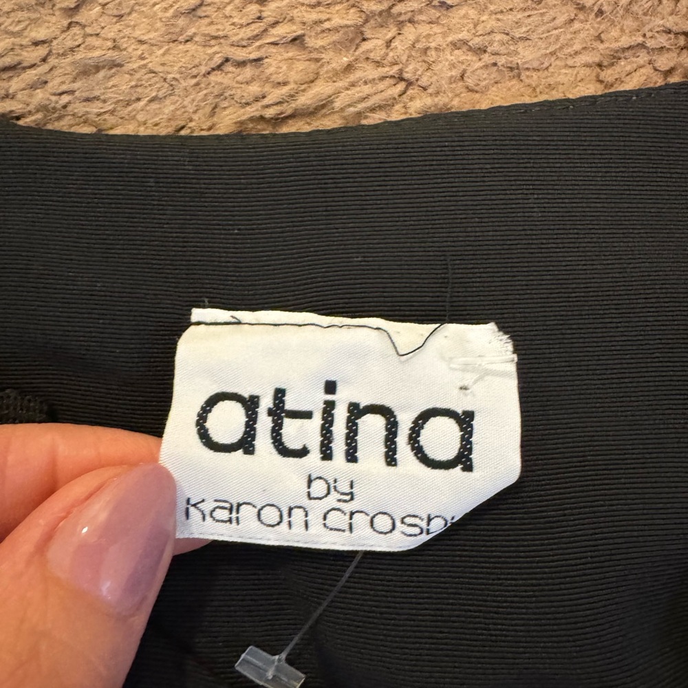 Vtg Atina Karon Crosby Black Peplum Skirt Suit Shoulder Pads 8 RUNS SMALL - Picture 2 of 9